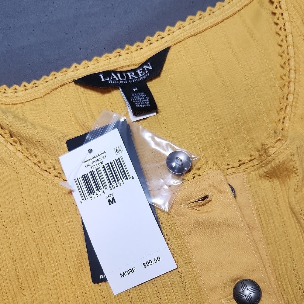 Lauren Ralph Lauren Mustard Button-Down Top - Picture 2 of 8